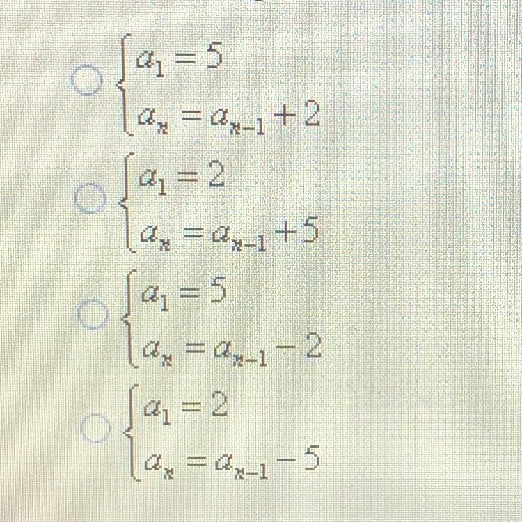 1. The explicit formula an = 2–5(n-1) represents an arithmetic sequence. Write the-example-1