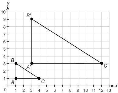 Which description is true about ​pre-image ABC​ and ​image A′B′C′​ ? A.) The image-example-1