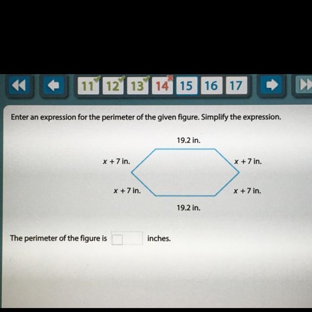 Enter an expression for the perimeter of the given figure. Simplify the expression-example-1