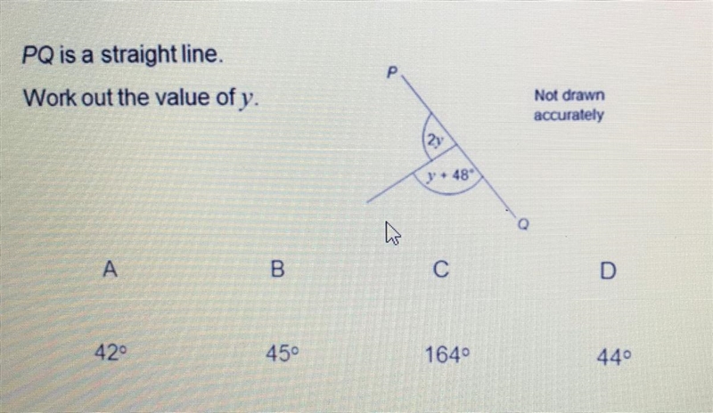 PQ is a straight line. Work out the value of y.-example-1