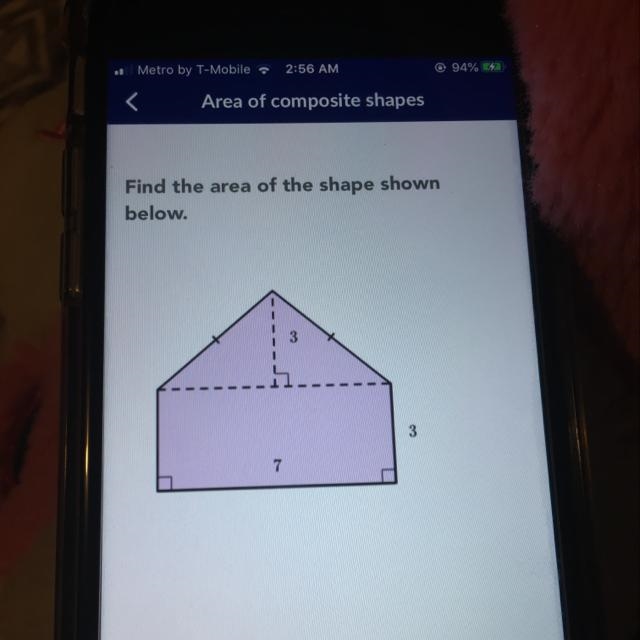 Find the area of the shape shown below.-example-1