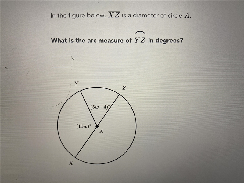 What is the arc measure of YZ in degrees-example-1