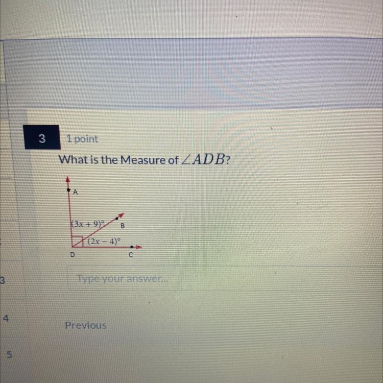 What is the Measure of ZADB? A (3x + 9) B (2x - 4)^ D с-example-1