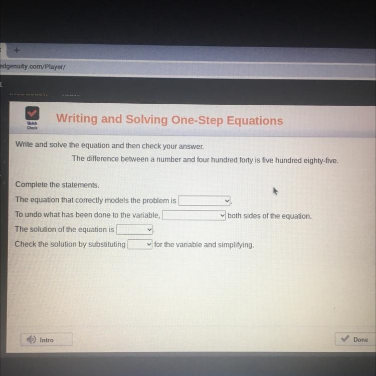 Write and solve the equation and then check your answer. The difference between a-example-1