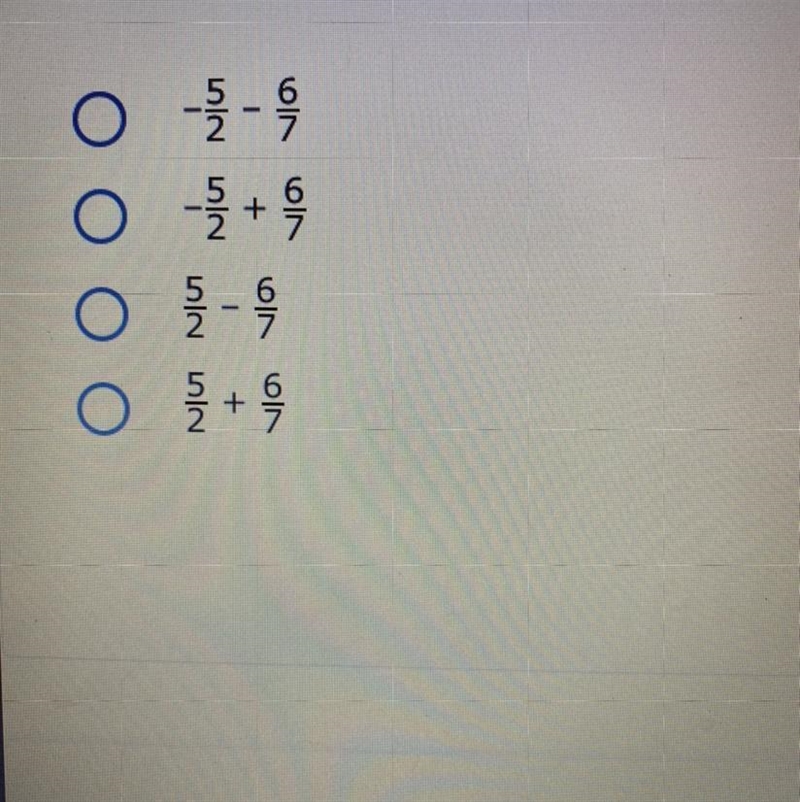 Which expression is equivalent to -6/7+5/2-example-1