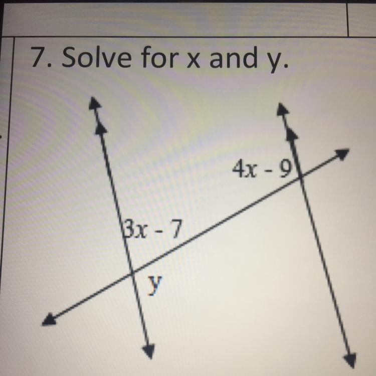 Solve for x and y. And please explain-example-1