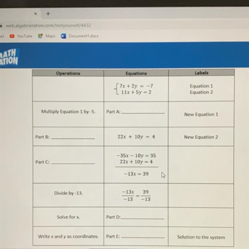 Complete each box with the missing operation or missing equation. use linear combination-example-1