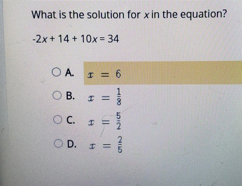 What is the solution for x in the equation?​-example-1