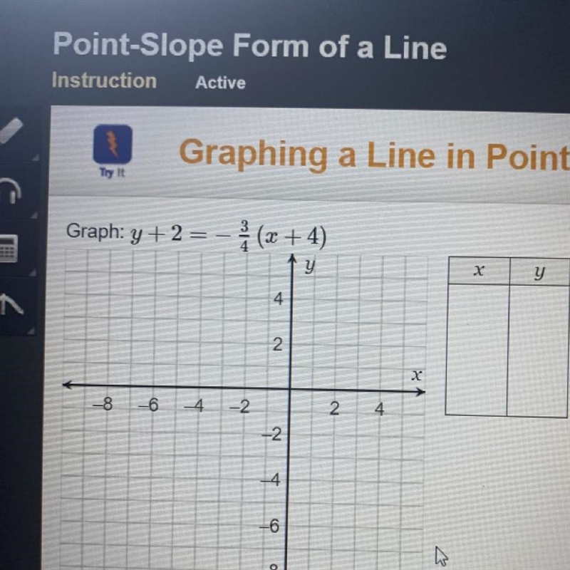 Graph: y +2=-3/4(x+4)-example-1