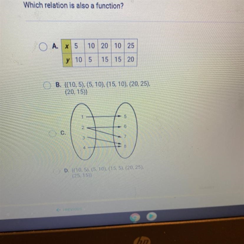 Which relation is also a function?-example-1