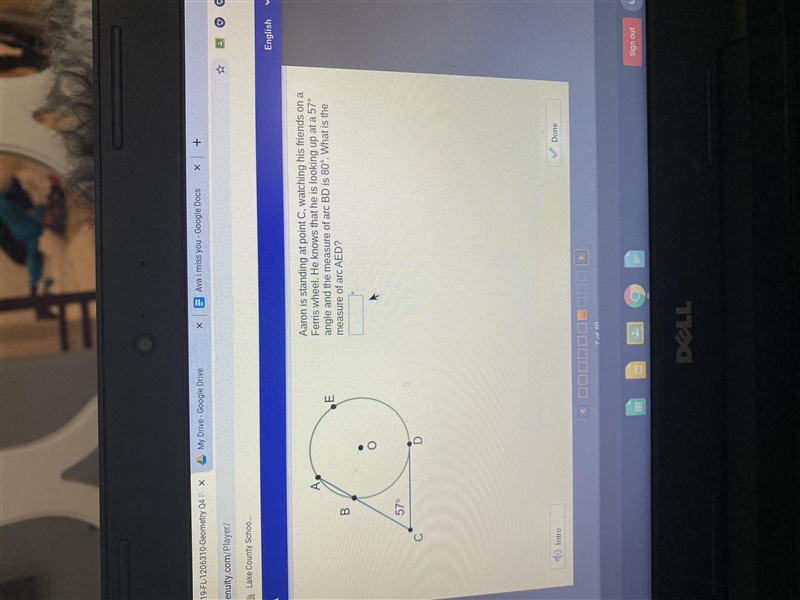 What is the measure of arc AED-example-1