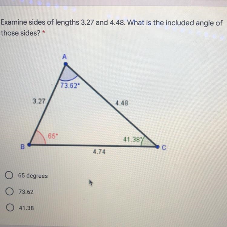 - 65 degrees - 73.62 degrees - 41.38 which one is the right answer ?-example-1