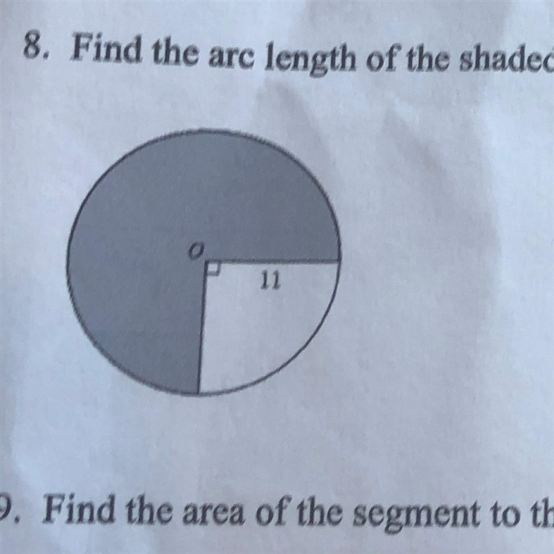 What is the arc length of the shaded region to the nearest tenth?-example-1