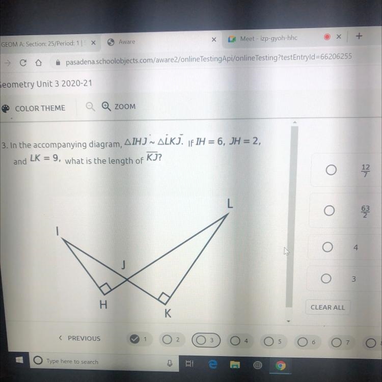 In the accompanying diagram, AIHT WALK). IF IH = 6, JH = 2, and Kj? LK = 9, what is-example-1