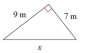 Find the missing the side of the triangle A. 130−−−√ m B. 179−−−√ m C. 42–√ m D. 211−−−√ m-example-1