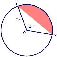 Find the area of the segment of circle c shown above. A. Asegment= 353.66 B. Asegment-example-1