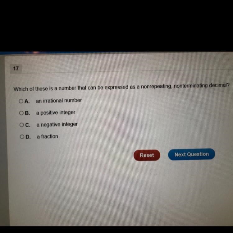 Which of these is a number that can be expressed as a non-repeating, nonterminating-example-1