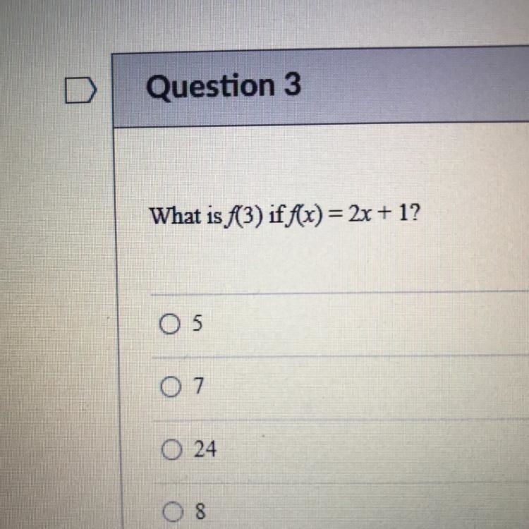 What is f(3) if f(x) = 2x + 1?-example-1