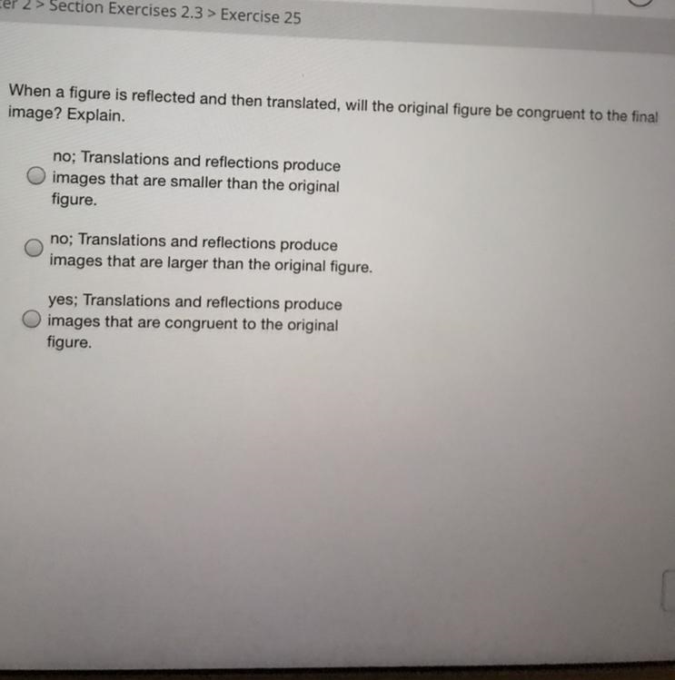 When a figure is reflected and then translated, will the original figure be congruent-example-1