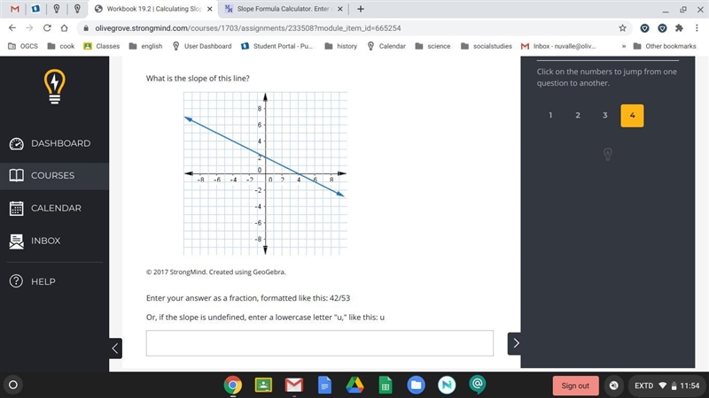 What is the slope of this line? Enter your answer as a fraction, formatted like this-example-1