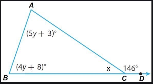 In the figure above, solve for x and y.-example-1