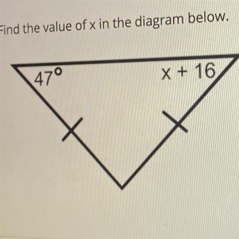 Find the value of x in the diagram below.-example-1