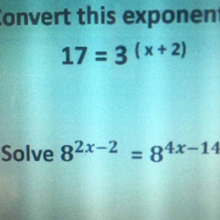 Solve 8^2x–2 = 8^4x-14 PLEASE HELP I need the steps-example-1