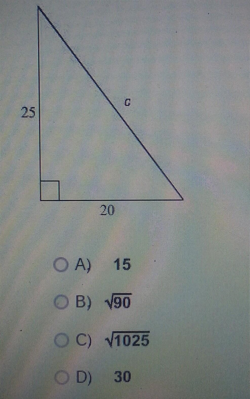 In the diagram of the right triangle shown find the value of c.​-example-1