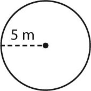 What is the circumference of the circle below, in terms of pi? a.5π m b.10π m c.15π m-example-1