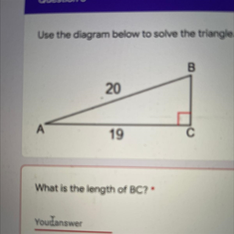 B 20 A 19 С What is the length of BC?-example-1