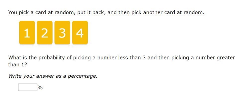 Please help! You pick a card at random, put it back, and then pick another card at-example-1