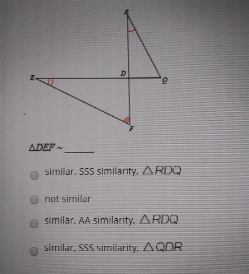 State if the triangles in each pair are similar. If so, state how they are similar-example-1