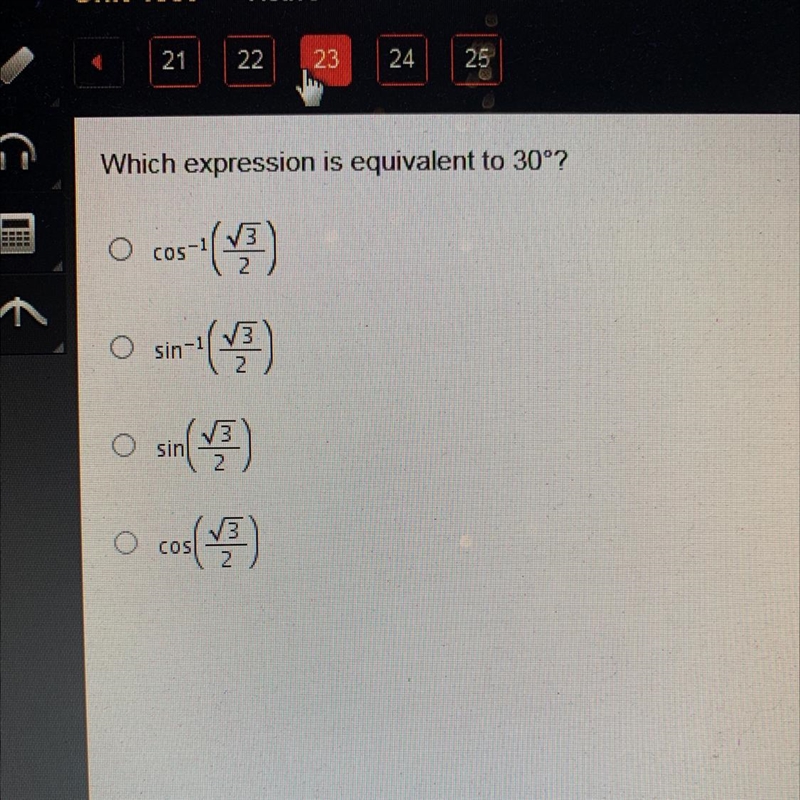 Which expression is equivalent to 30°?-example-1