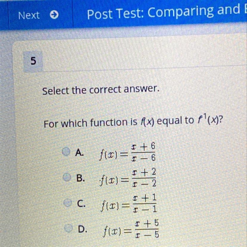 For which function is f(x) equal to f^1(x)?-example-1