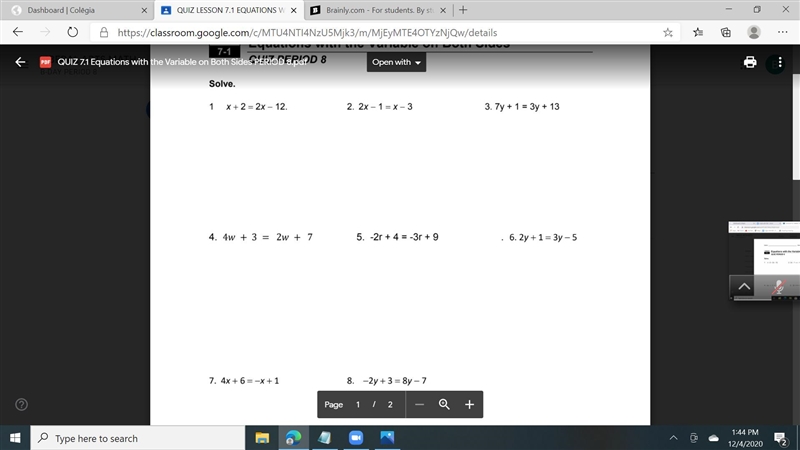 No one answering equations with variables on both sides plz help with all-example-1