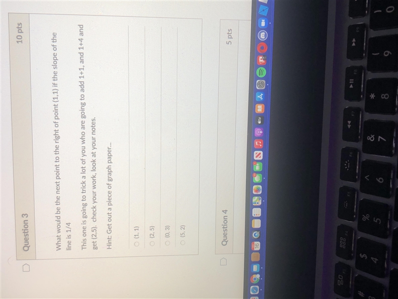 What would be the next point to the right of point (1,1) if the slope of the line-example-1