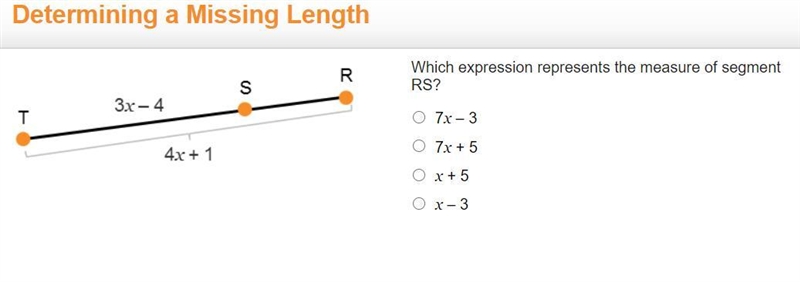 A line extends from point T to point R. Point S is between points T and R. The space-example-1