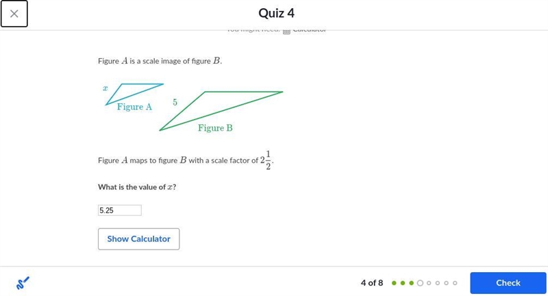 Figure A is a scale image of figure B. Figure A maps to figure B with a scale factor-example-1