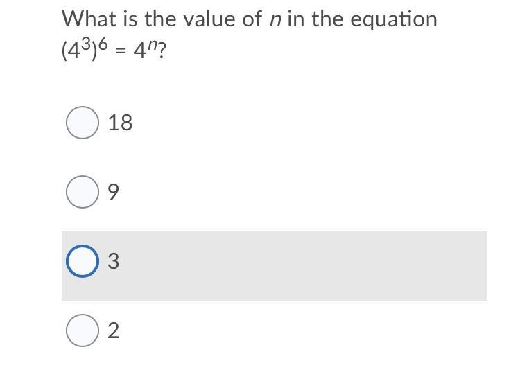 What is the value of n in the equation (43)6 = 4n?-example-1