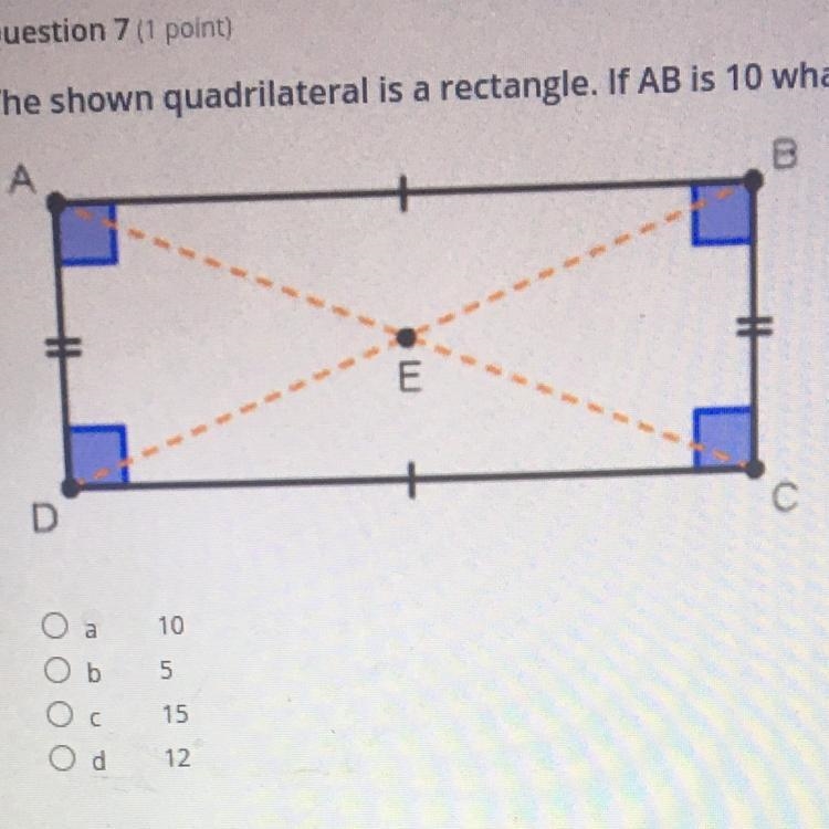 The shown quadrilateral is a rectangle. If AB is 10 what is the length of DC? _____________________ A-example-1