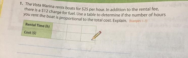 1. The Vista Marina rents boats for $25 per hour. In addition to the rental fee, there-example-1