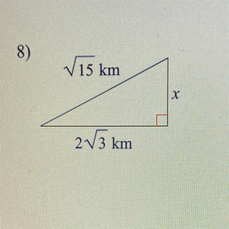 Can someone help me find the missing side using the pythagorean theorem?-example-1