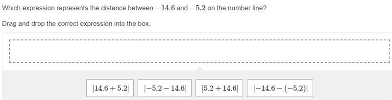 Which expression represents the distance between −14.6 and −5.2 on the number line-example-1