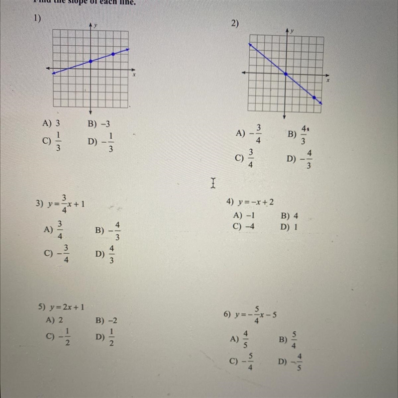 Find the slope of each line-example-1