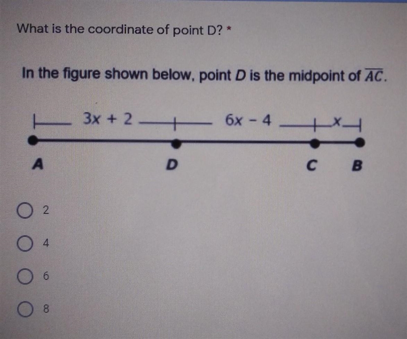 In the figure shown below, point D is the midpoint​-example-1