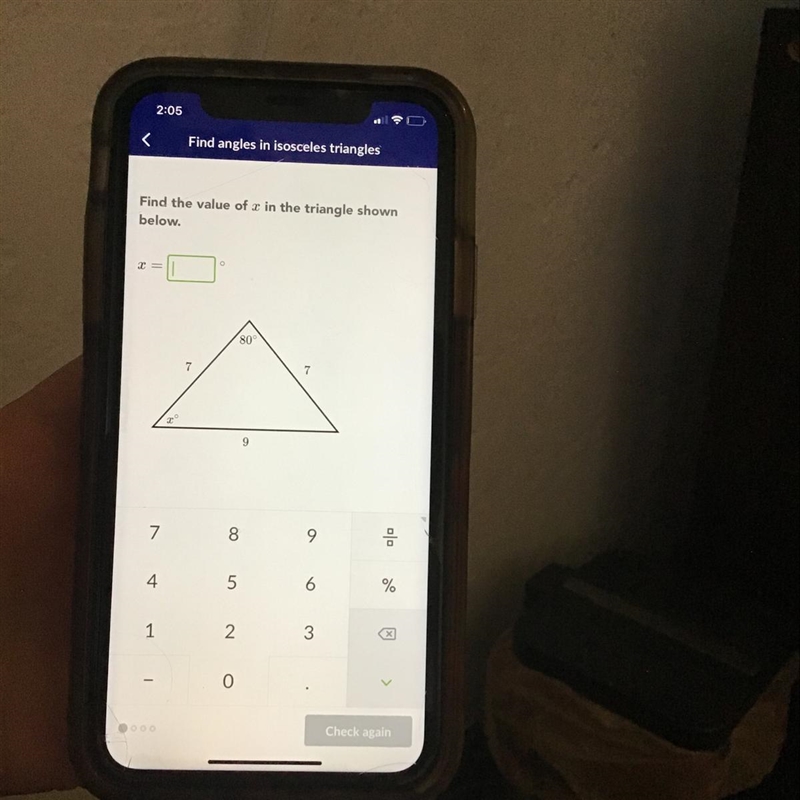 Find the value of X in the triangle shown below X= ? ( in degrees)-example-1