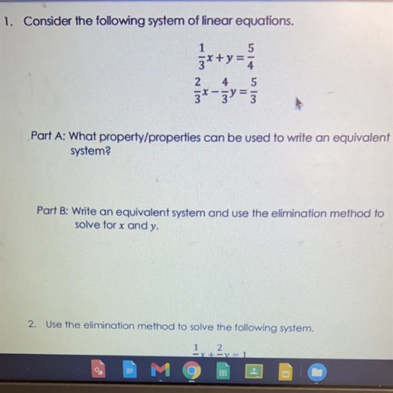 1. Consider the following system of linear equations. 1 5 y = 5x+y 4 5 3*-3y = 3 2 Part-example-1