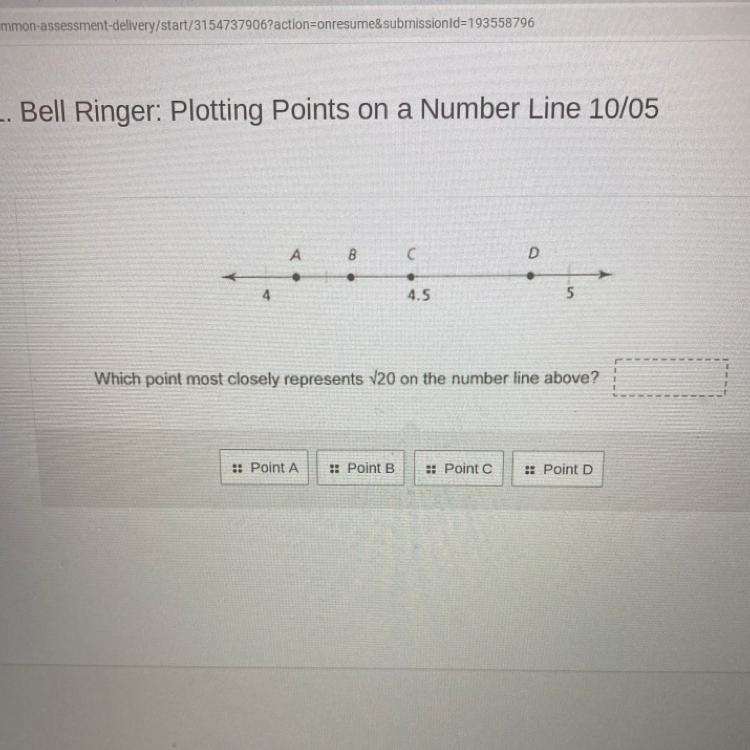 Which point most closely represents V20 on the number line above?-example-1