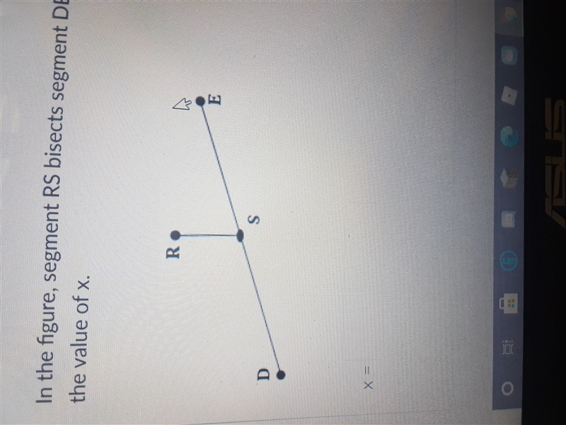 In the figure, segment RD bisect segment DE at S. Given that DS=4x+12 and SE=8x-8, find-example-1