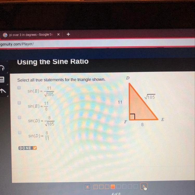 Select all true statements for the triangle shown.-example-1